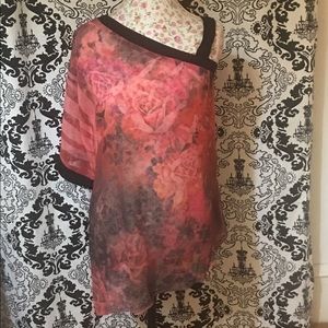 (2 for 8 🛍️)Coral One Sleeve Top / Coverup